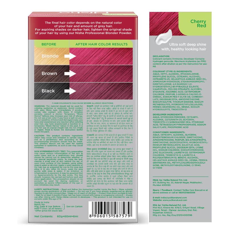 Nisha Creme Hair Color Cherry Red 120g Pack of 2, Permanent Hair Colour, 100% Grey Coverage, Long Lasting Hair Colour view 2