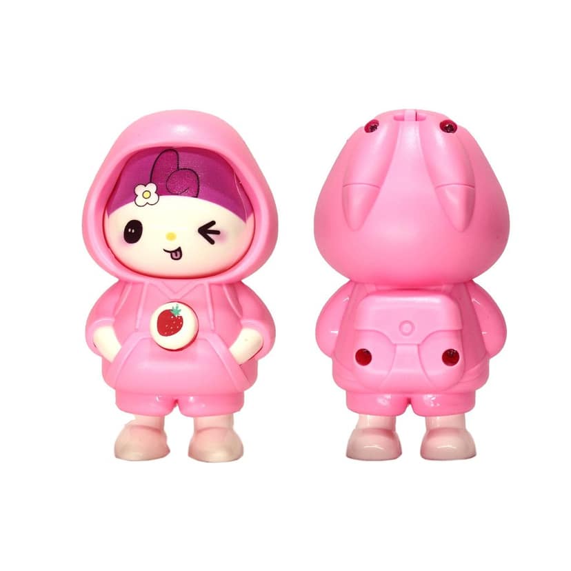 3-in-1 Cute Pink Face Changing Doll Keychain view 2