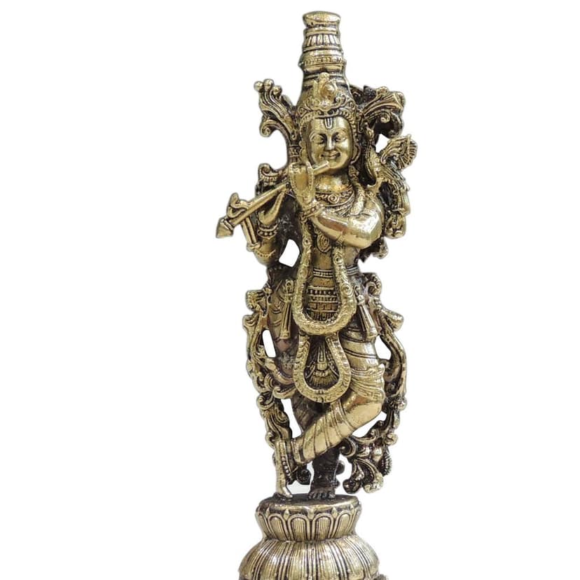 Brass Lord Krishna Idol Statue ? Handcrafted Religious Showpiece, Height : 6 Inch (BSMAS1816 K) view 2