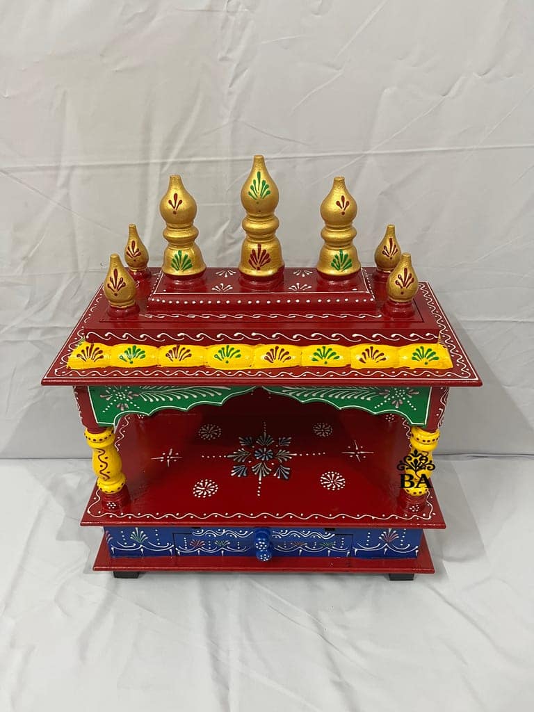 Traditional Handcrafted Wooden Pooja Mandir for Home & Office – Indian Temple pooja Ghar