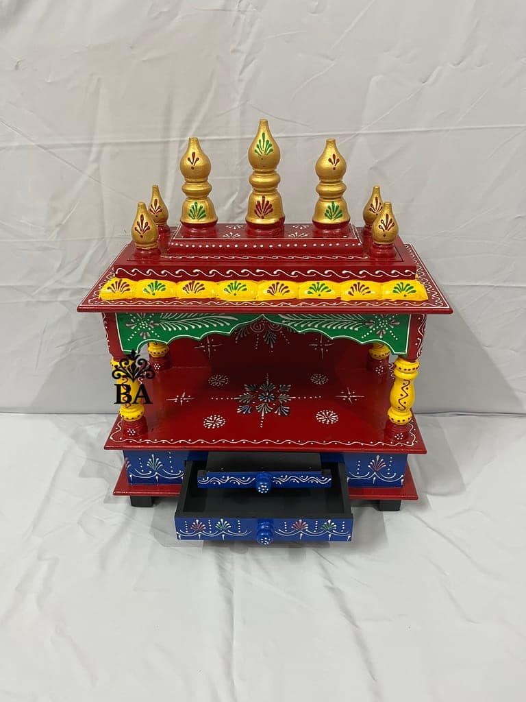 Traditional Handcrafted Wooden Pooja Mandir for Home & Office – Indian Temple pooja Ghar view 2