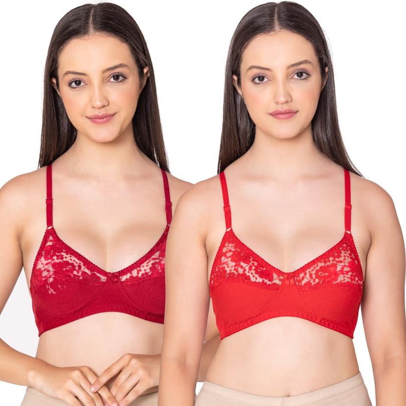 Bodycare polycotton wirefree adjustable straps designer net cup non padded bra-1535BB