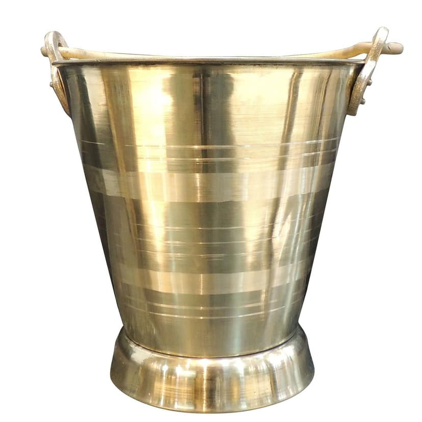 Heavy Brass Bucket 8 Liter | Traditional Water Storage Vessel, Height : 11 Inch (ZMAS612 D) view 3