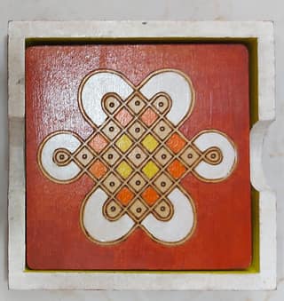 Kalakrishta Handpainted Brown Kollam Oaster Set of 6 with Holder