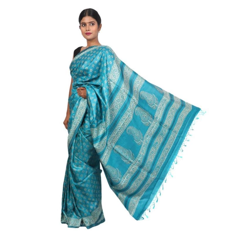 HANDLOOM KOSA SAREE WITH BLOUSE (SKU - 3H0212120422 SAREE- 222) view 3