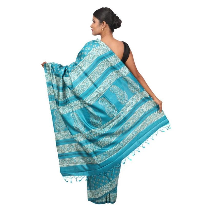 HANDLOOM KOSA SAREE WITH BLOUSE (SKU - 3H0212120422 SAREE- 222) view 4