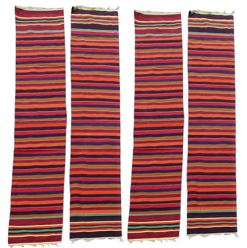 Mandhania Pure Cotton Dining Carpet/Bhojan Patti/School Patti/Satranji Multicolor Strips Dhurrie/Dari (1.5 x 14.5 FT) Pack of 4 view 2