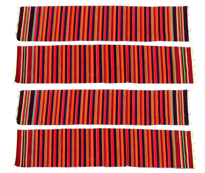 Mandhania Pure Cotton Dining Carpet/Bhojan Patti/School Patti/Satranji Multicolor Strips Dhurrie/Dari (1.5 x 14.5 FT) Pack of 4 view 3