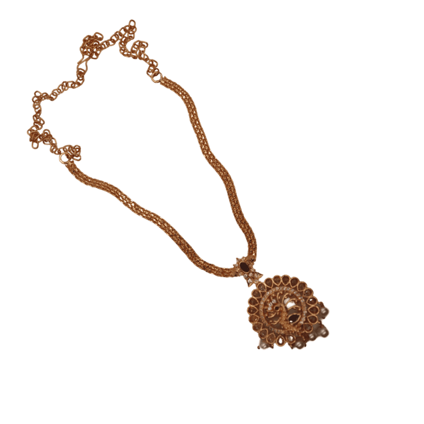 Traditional Indian Necklace Set with Cubic Zirconia Stones and Pearls for Women view 2