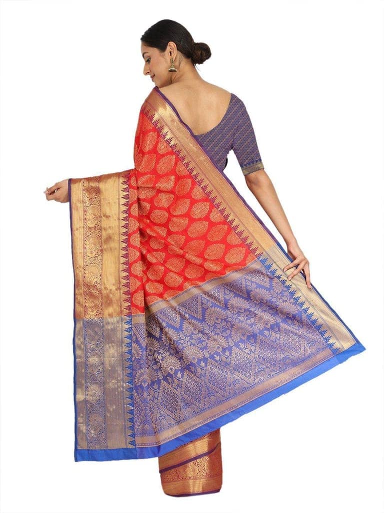 Red-Golden Touch Woven Design Banarasi Saree view 2
