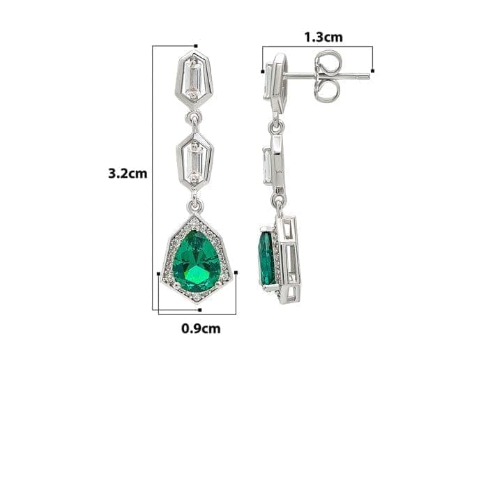 Silver Green Tassel Earrings view 4