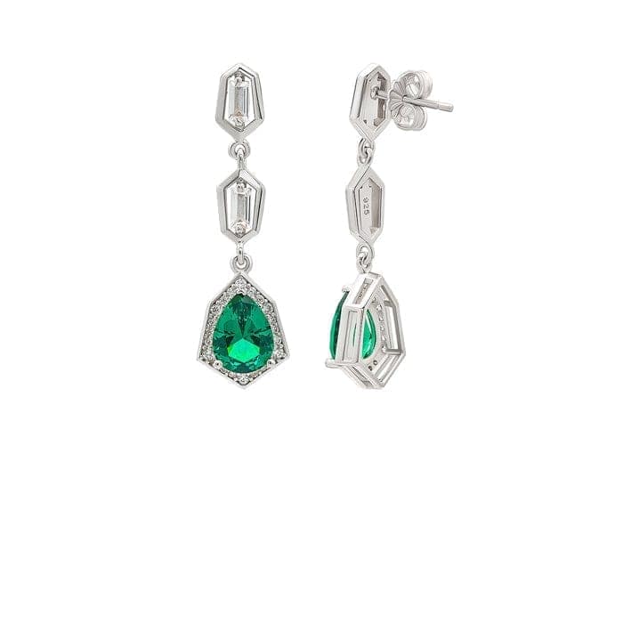 Silver Green Tassel Earrings view 5