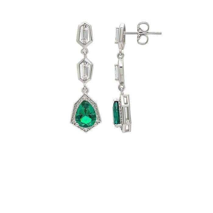Silver Green Tassel Earrings view 6