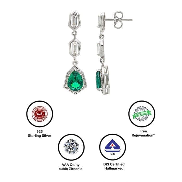Silver Green Tassel Earrings view 7