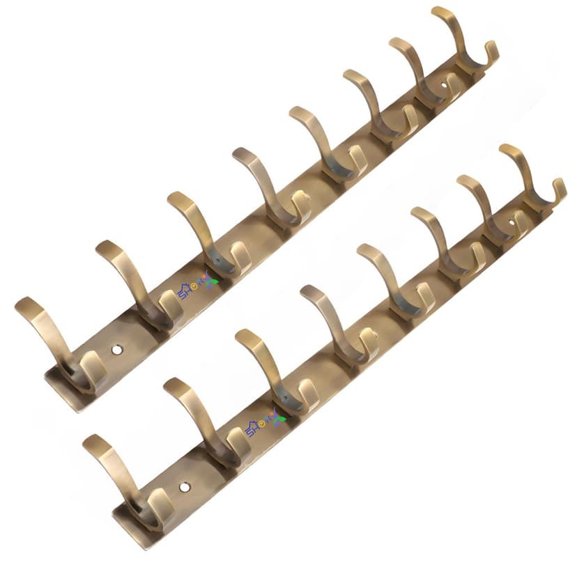 Shoptry S Type Stainless Steel Pin Cloth Hanger Wall Hooks Rail for Hanging Clothes Bathroom Wall Door for Hanging Keys,Towel Antique Color