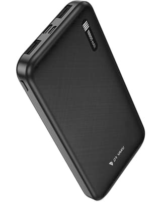 Vaku 10000mAh Power Bank Portable Slim Design with Dual USB Port Lithium Polymer Battery Compatible with iPhone, Samsung, OnePlus & All Smartphones- Black