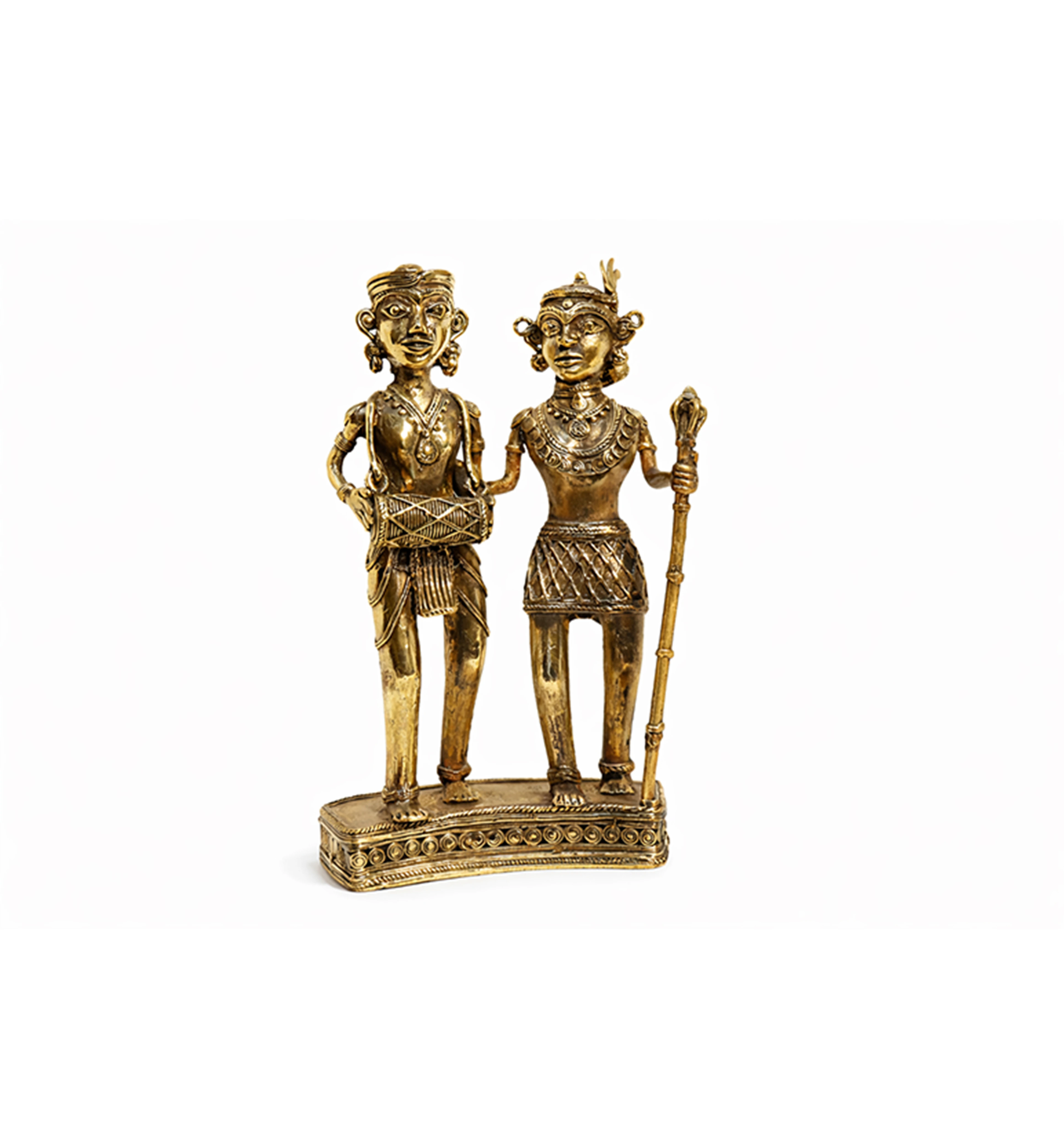 Handcrafted Brass Tribal Musician Couple Show Piece view 2