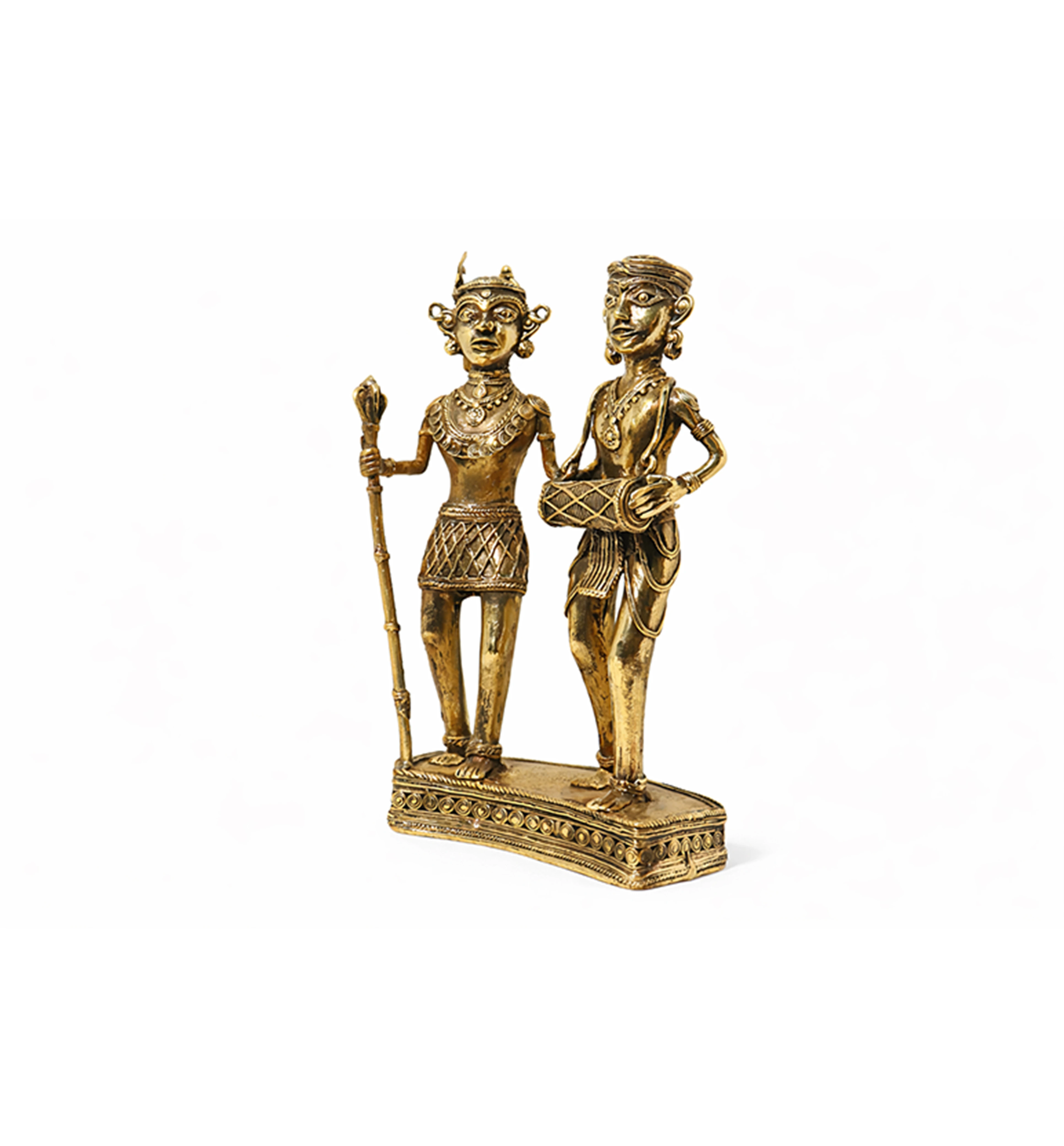 Handcrafted Brass Tribal Musician Couple Show Piece view 4