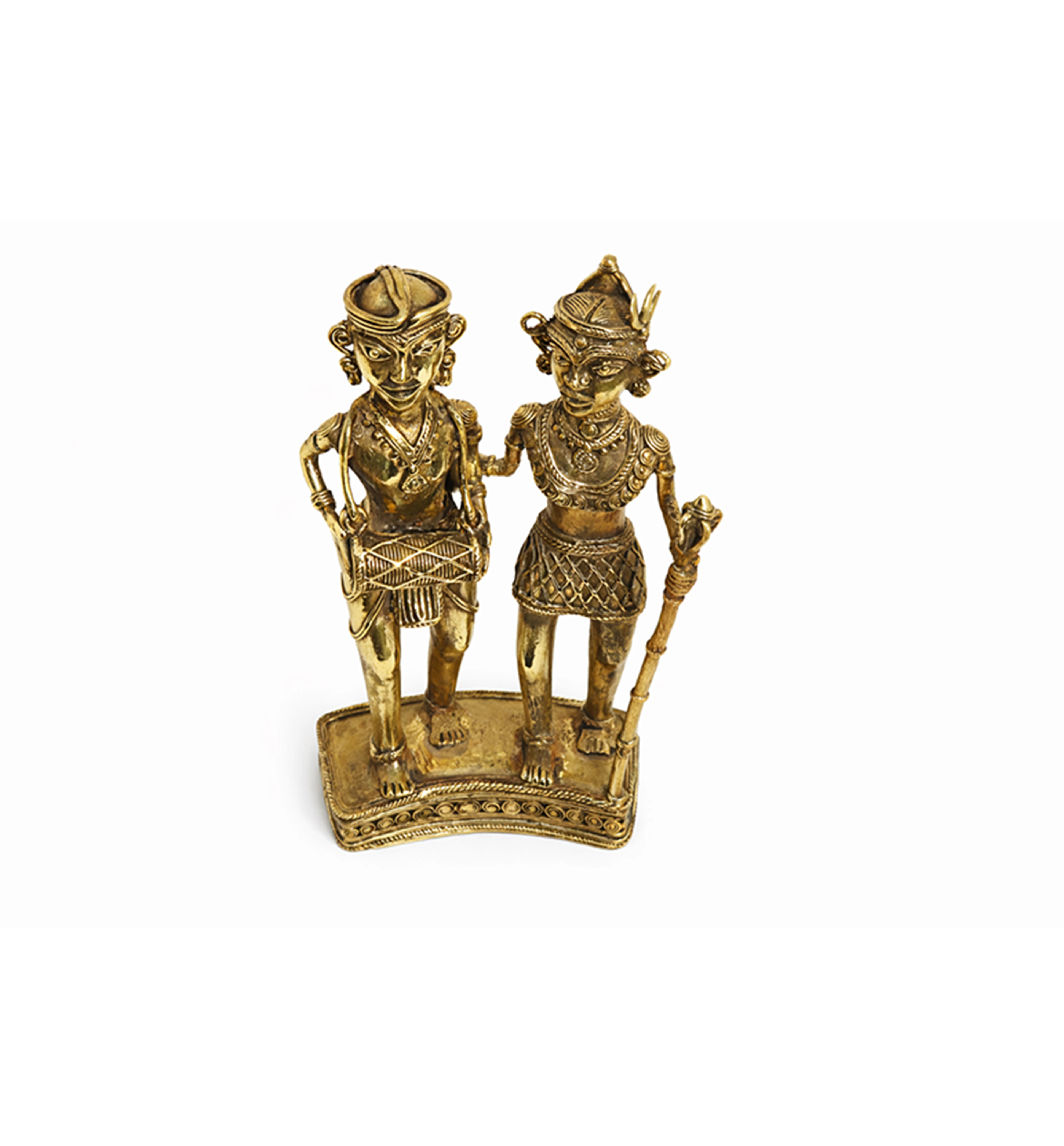 Handcrafted Brass Tribal Musician Couple Show Piece view 6
