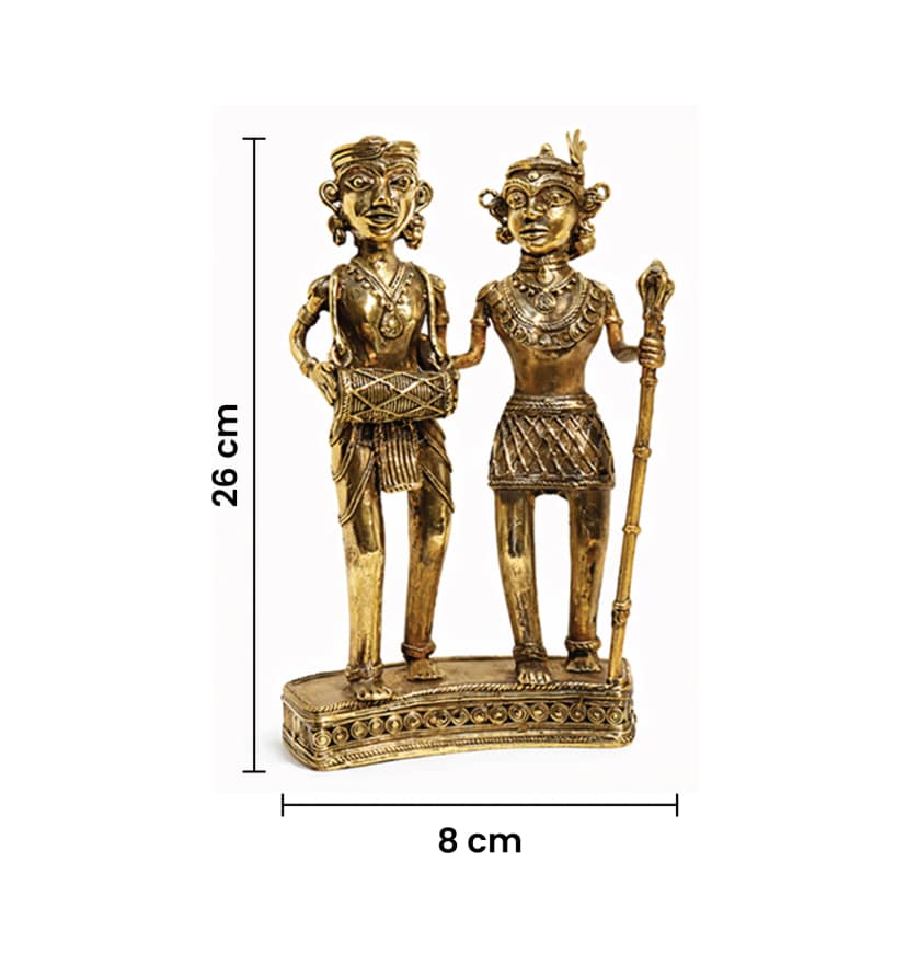 Handcrafted Brass Tribal Musician Couple Show Piece view 7