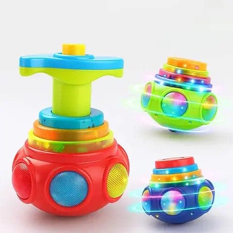 GRAPHENE Spinner Top Gyro Magic Lattoo Toy Flashing Plastic Magic Spinner with LED Lights Music Attractive Fidget Toy Non-Toxic Safe Spinning Top Laser Toys for Kids Multicolor (Pack of 1) view 2