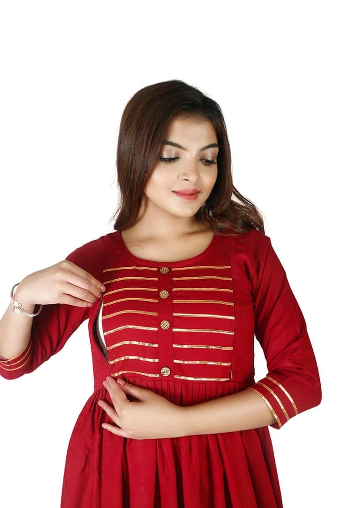MAHIRA 'S COMFORT Maternity Gown: Stylish Rayon Feeding Kurti for Pregnancy and Breastfeeding view 5