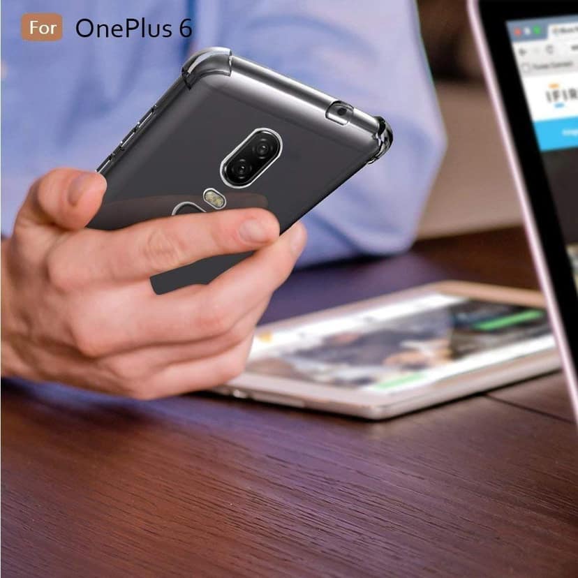 TIYA Case Clear for OnePlus 6 TPU Four Corners Cover Transparent Soft view 3