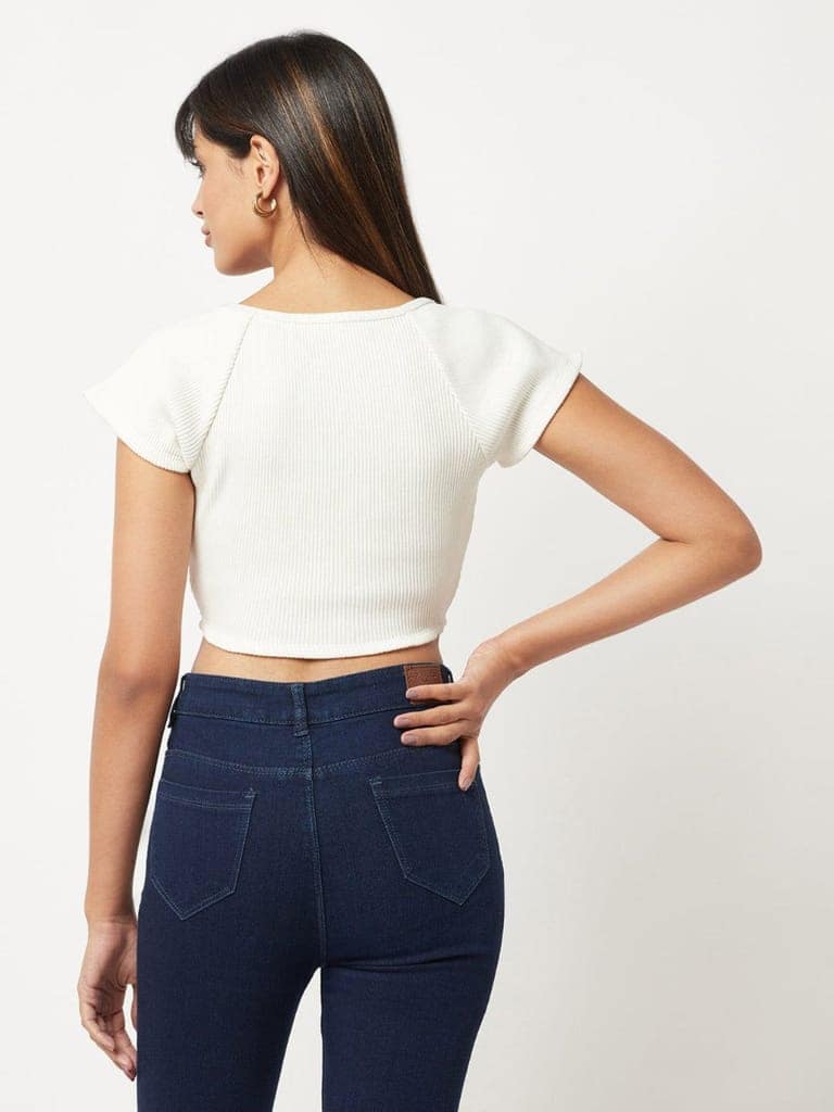 White Sweetheart Crop-Top view 4