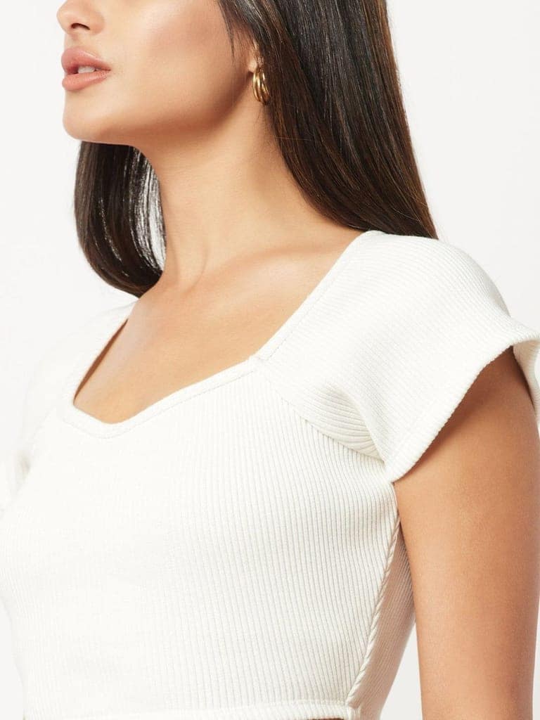 White Sweetheart Crop-Top view 5