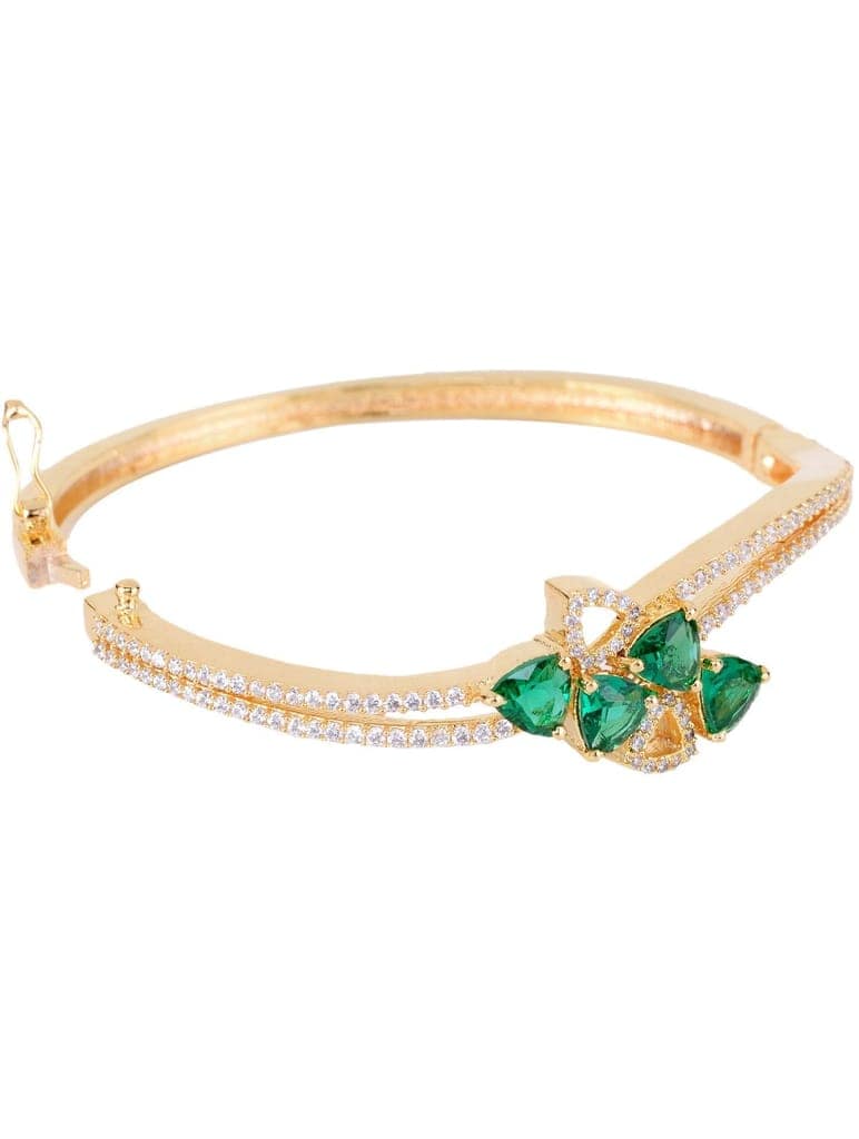 Gold plated Green AD studded handcrafted stylish Bracelet for Women & Girls view 7