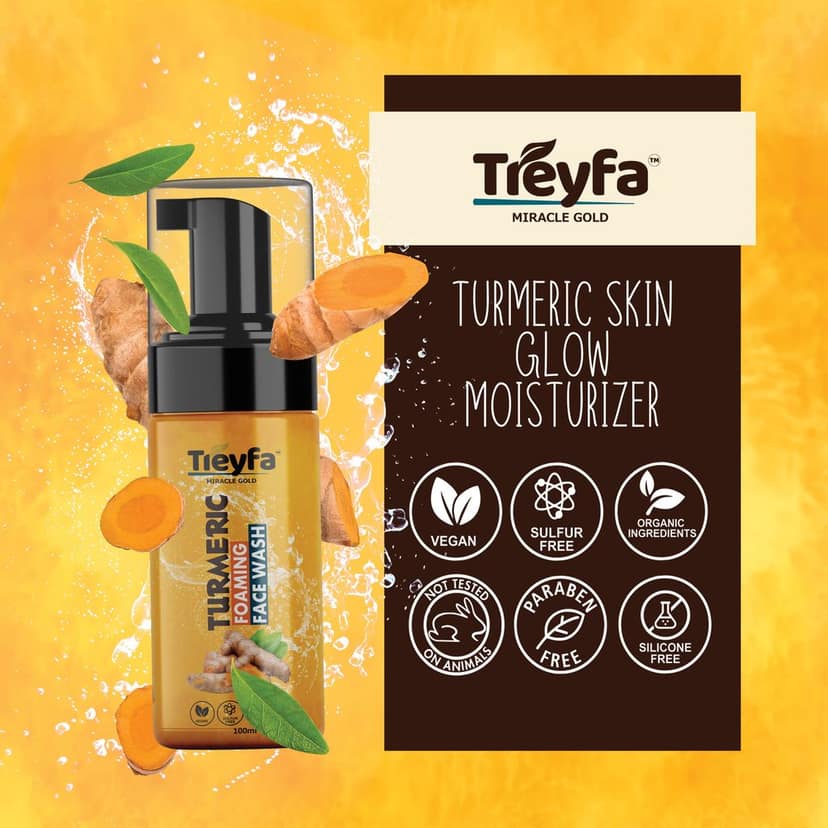 TREYFA Turmeric foaming face wash for Skin Brightening, Tan Removal | All Skin Types Face Wash (100 ml) view 5