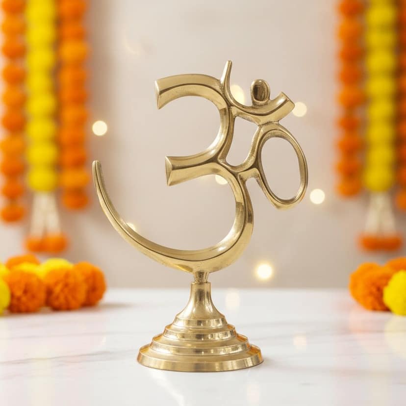 Brass Standing Om Statue | Spiritual Home Decor | Vastu Symbol, Height : 6.5 Inch (FMAS785 D)