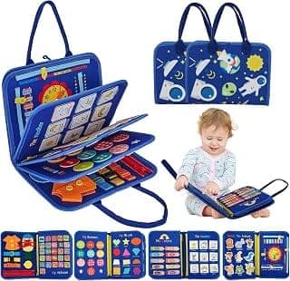 12 in 1 Toddler Busy Binder Montessori Activity Book, Blue