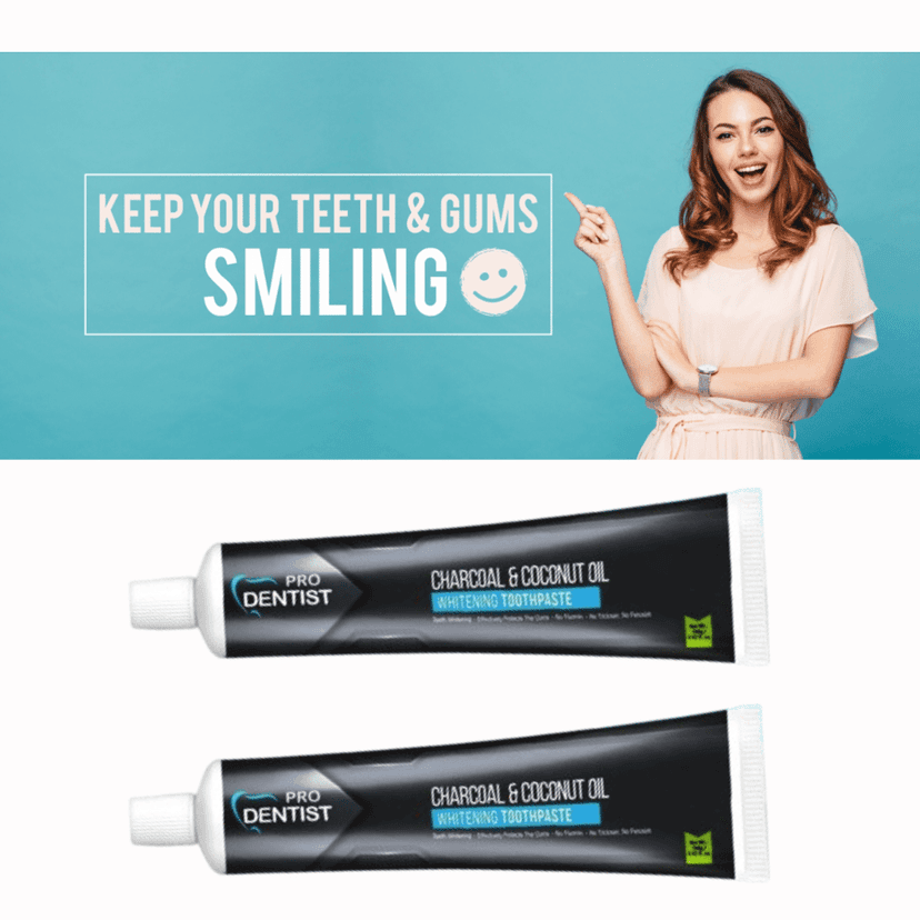 Proveda Pro Dentist Charcoal and Coconut Oil Whitening Toothpaste Pack of 2 (100 gm each)