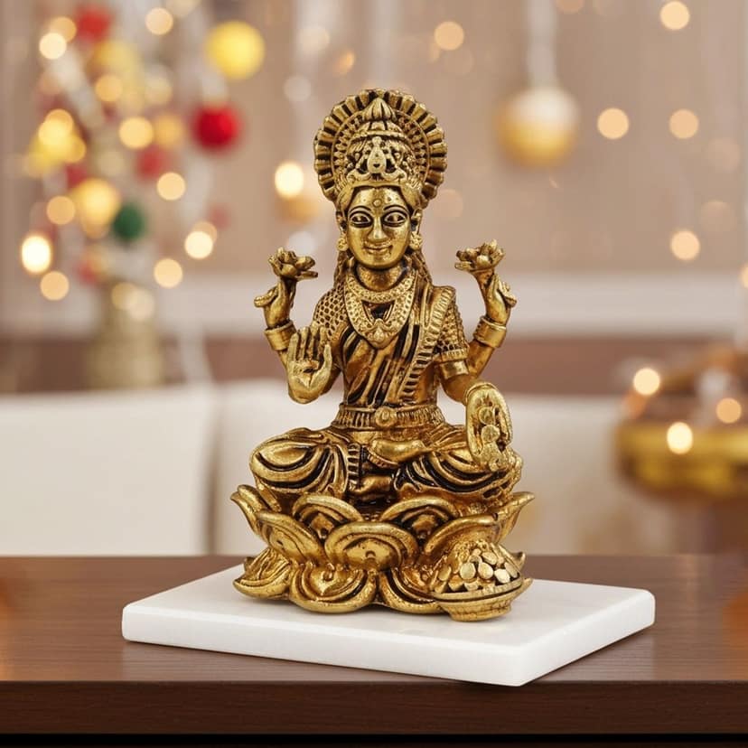 Brass Laxmi Ji Statue for Home Mandir & Diwali, Height : 2.5 Inch (BSMAS1895 L)