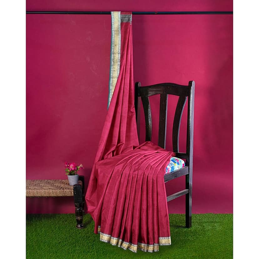 Maheshwari Star Boarder Red Saree view 4