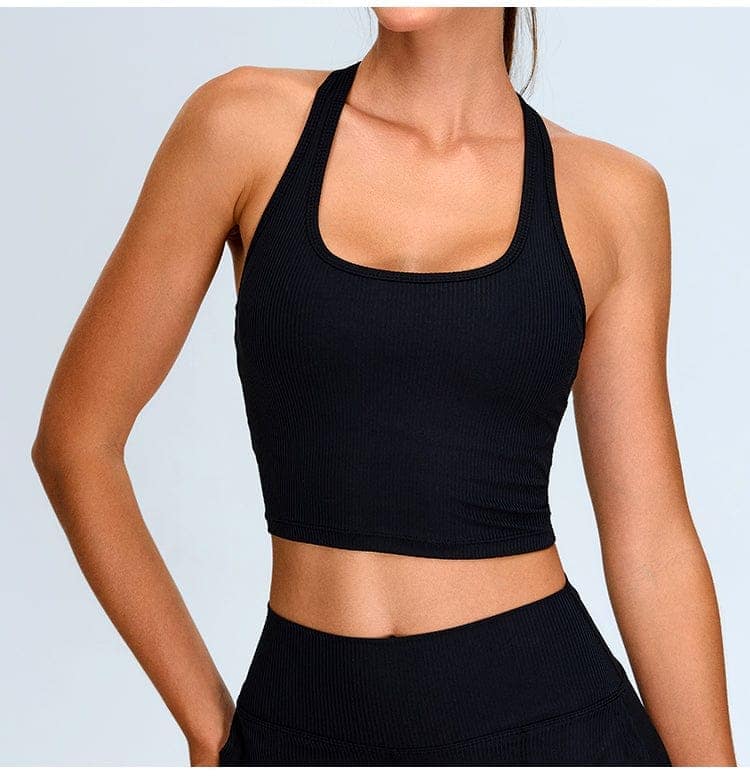 Lino Noir Halter Top view 2
