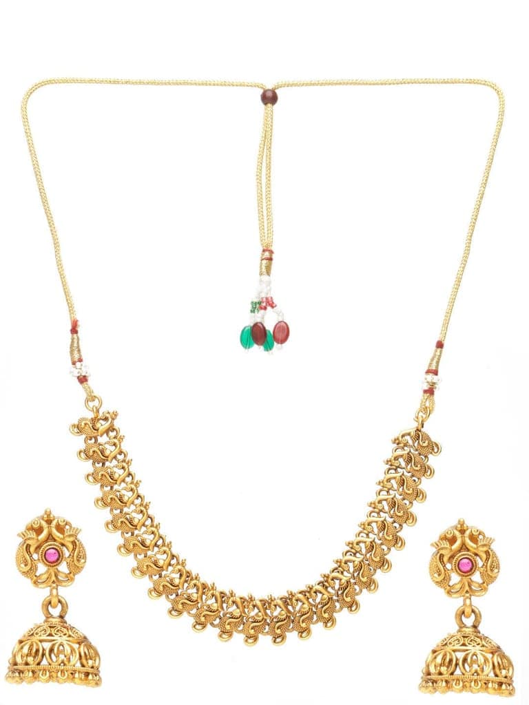 GoldPlated Peacock Motif Temple Jewellery Set view 4