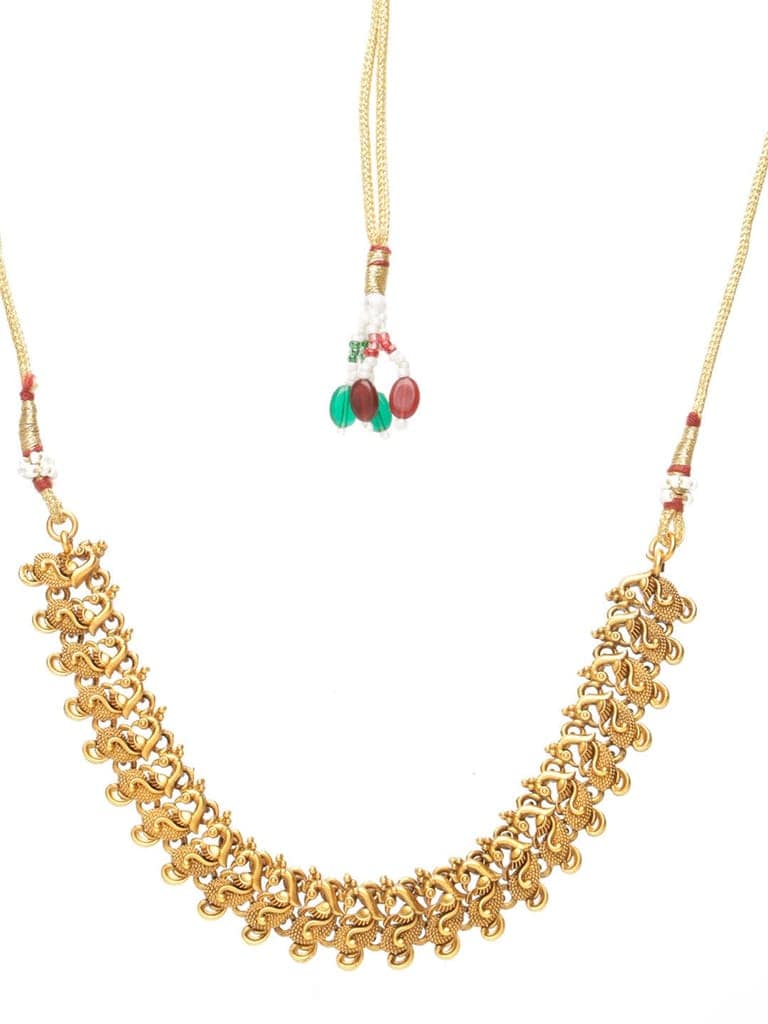 GoldPlated Peacock Motif Temple Jewellery Set view 5