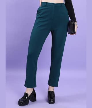 Tokyo Talkies Pack of 1 Polyester Slim Women's Casual Pants ( Teal )