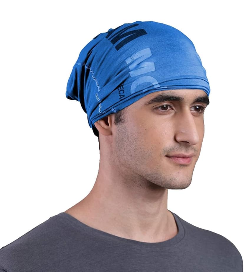 FREECULTR Unisex Bamboo Bandana, Anti Microbial Super Soft & Comfort Fit, Breathable Multipurpose Headband - Printed Pack of 3-Black,Pastle Peach,Pilot Blue view 3