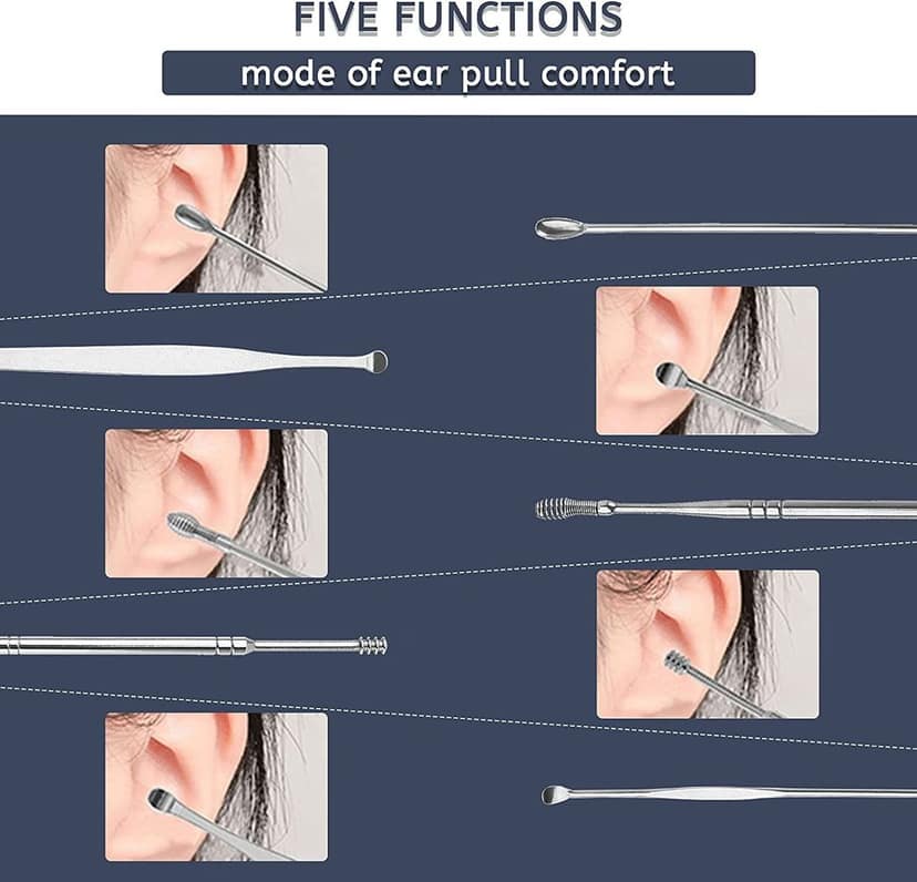 Elecsera Ear Pick Curette Safety Earwax Removal Kit with Storage Box (100 g, Set of 6) view 2
