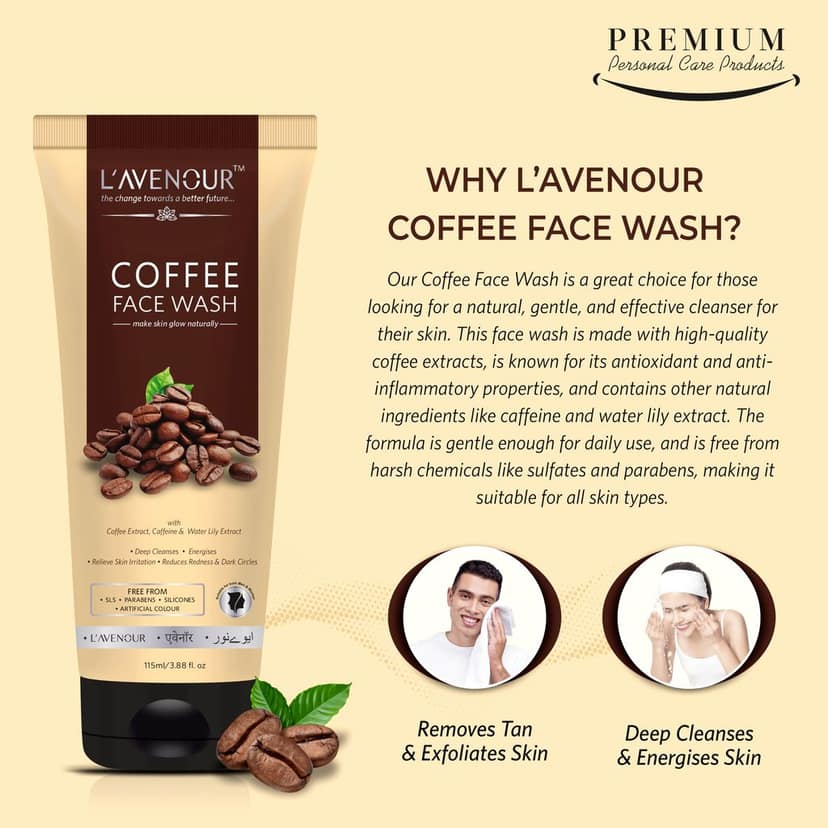 L'avenour Coffee Face Wash for Deep Cleansing, Reduce Redness and Dark Circles - 115ml view 4