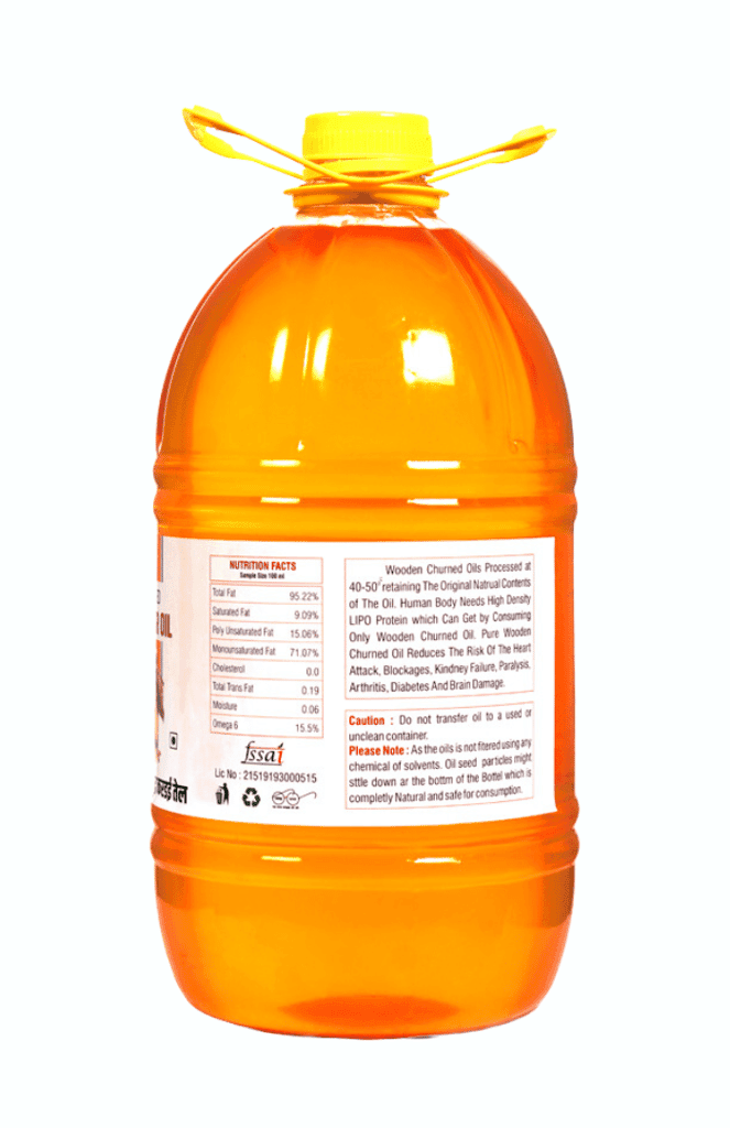 Shreekrishna Cold / Wood Pressed Organic Safflower(Kardai) Oil 5 Litre (100% Safflower Oil | Kacchi Ghani / Chekku) view 2