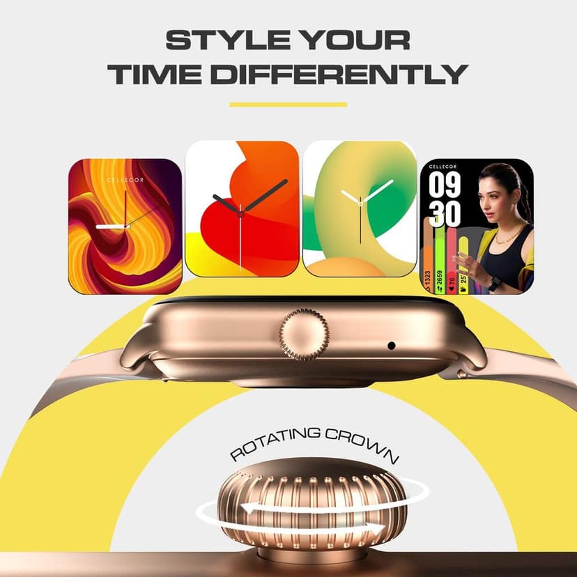 CELLECOR M1 Stew 1.83 IPS Display Smart Watch, Bluetooth Calling, Unlimited Watch Faces, 100+ Sports Modes, Health Suite, Voice Assistance (Gold-Pink) view 3
