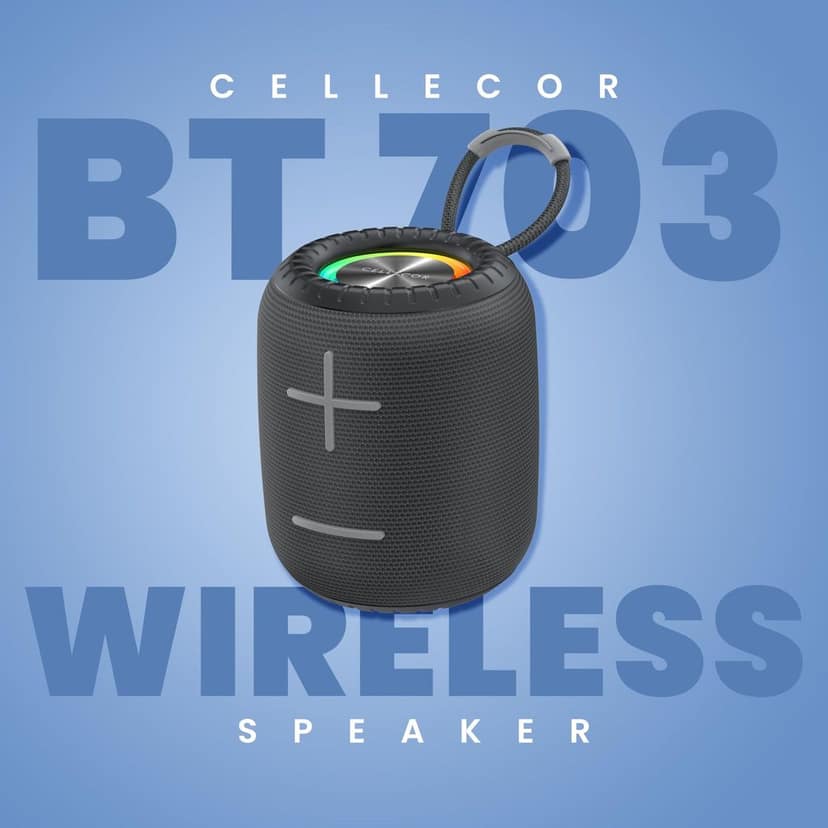 CELLECOR BT-703 6W Mini Portable Wireless Speaker | 6 Hour Playtime | 5.0V | Bluetooth Speaker with RGB Light - Black view 2