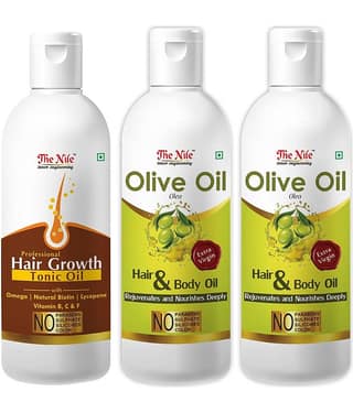 The Nile Olive Oil 100 ML X 2 + Hair Tonic 100 Ml 300 mL Pack of 3