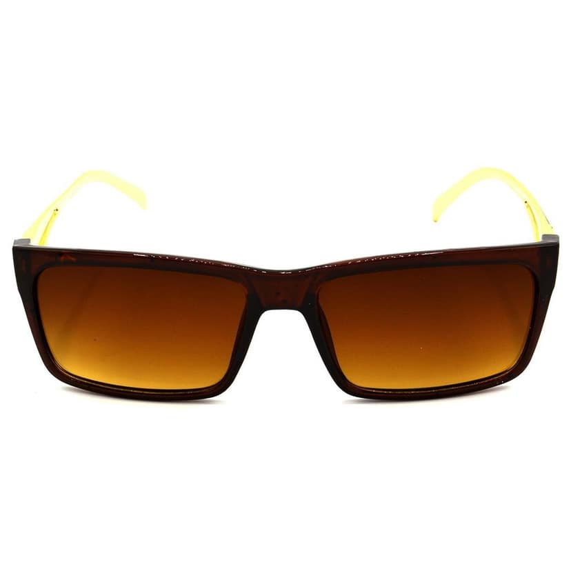 Hrinkar Brown Rectangular Stylish Goggles Golden Frame Sunglasses for Men & Women - HRS317-BWN view 2