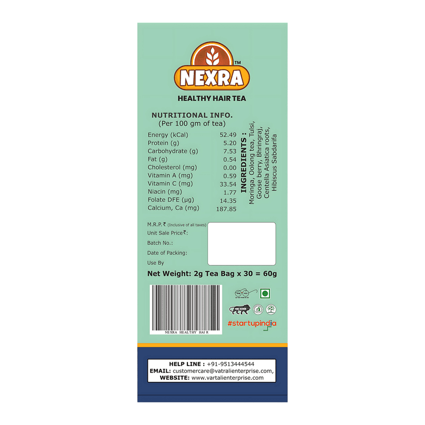 Nexra - Healthy Hair Tea - 30 Tea Bags | Nourishing Herbal Blend for Strong, Shiny, and Healthy Hair | Natural Ingredients for Hair Wellness, 60g view 3