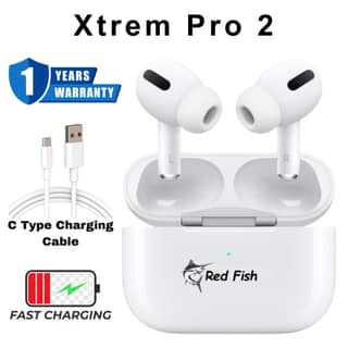 Red Fish Xtrem Airpods Pro 2 Deep Bass Earbuds,40H Playtime with Bluetooth 5.3 Headphone